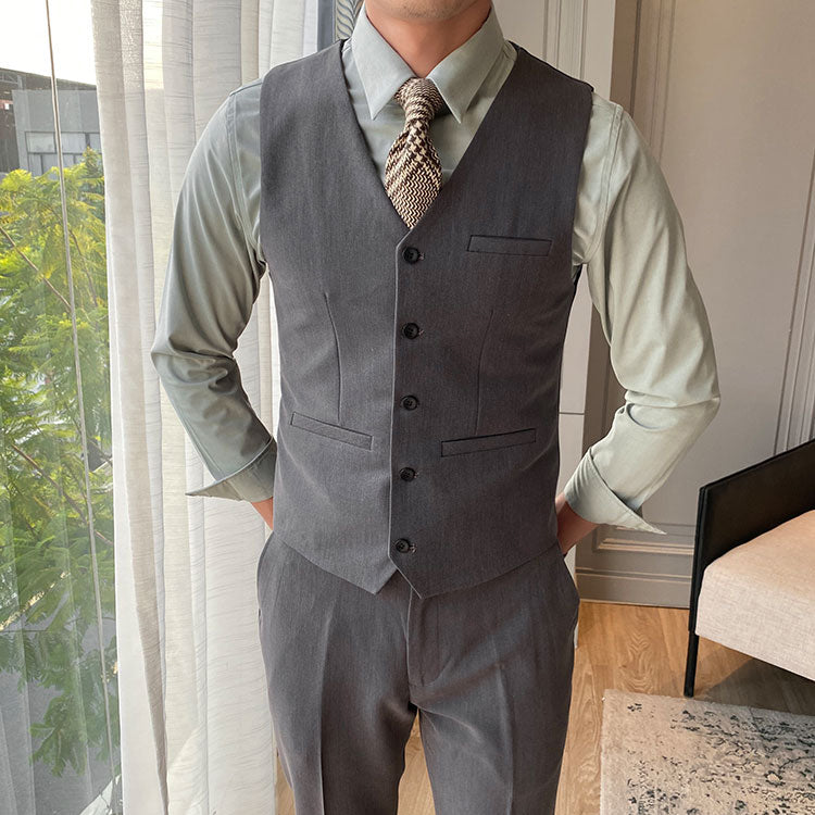 Men's Solid Color Slim Wool Suit Vest