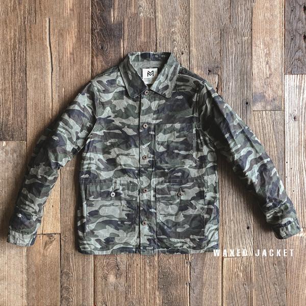 Men's Vintage  Camouflage Waxed Canvas Jacket