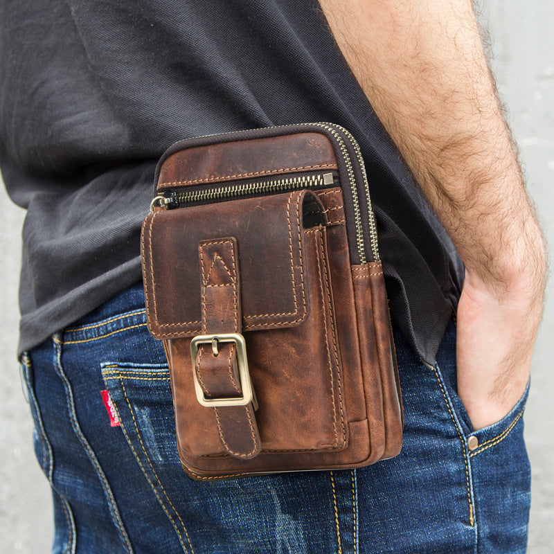 Retro Leather Cell Phone Belt Pouches Waist bag Crossbody bag