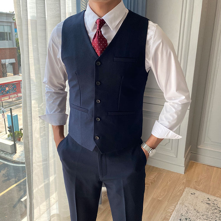 Men's Solid Color Slim Wool Suit Vest