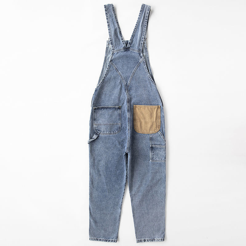 Plus Size 6XL Loose Denim Jumpsuit Distressed Vintage 90s Bib Overalls