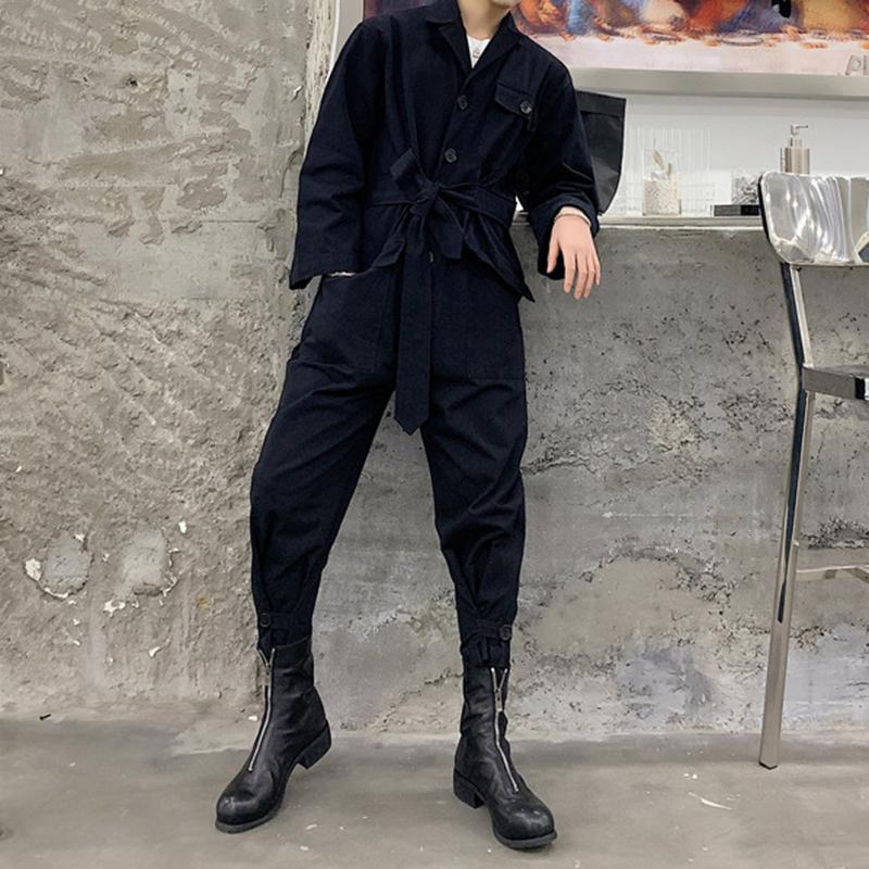 Men's Large Lapel Multi-pocket Cargo Overalls